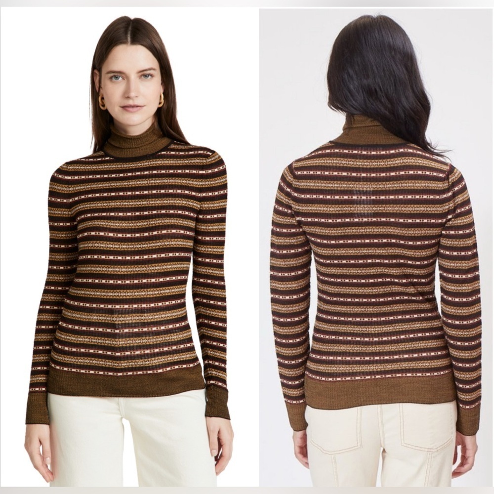 Ulla Johnson Sweater Bridget Turtleneck Women XS Merino Wool Preppy Fair Isle